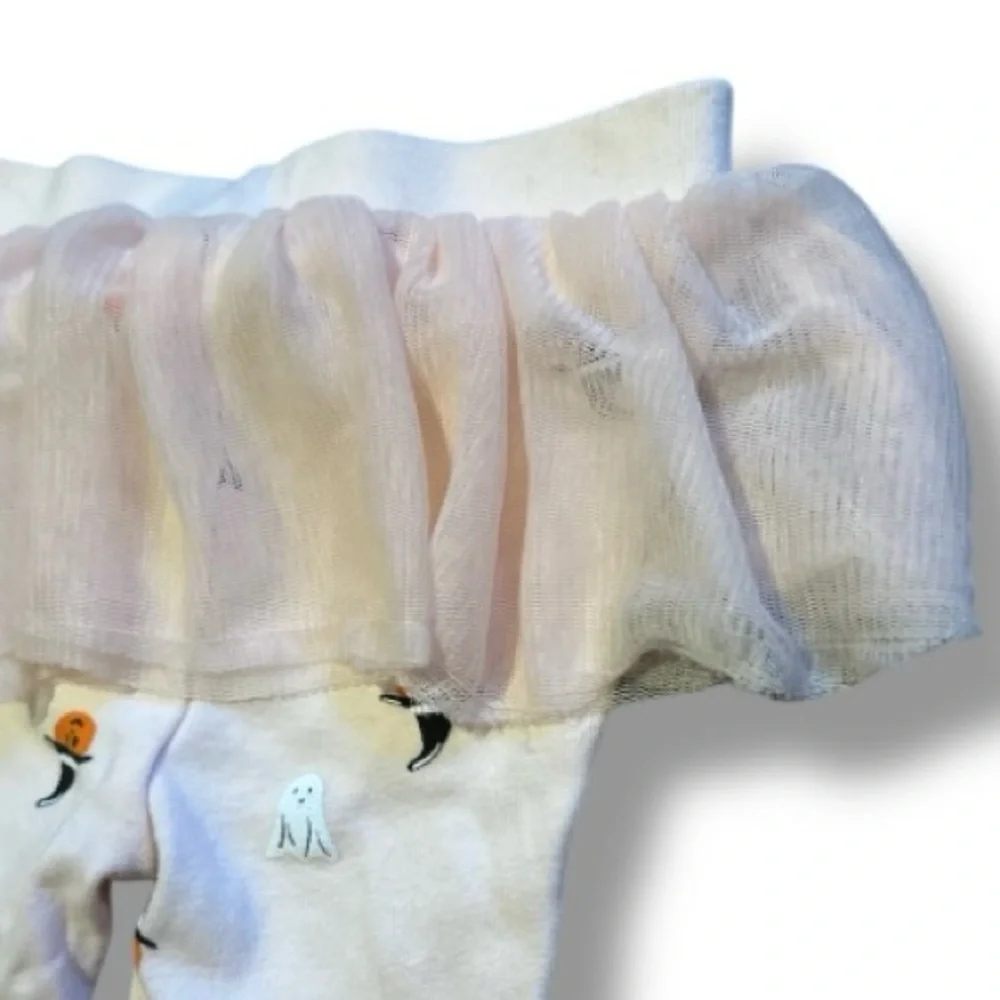 Pink Halloween Tutu Leggings Combo Carters Girls Size 3 Months Pumpkins Ghosts
